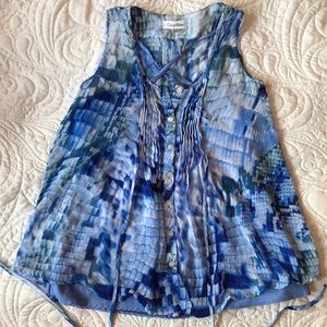 Calvin Klein Blue Snakeskin Print Top